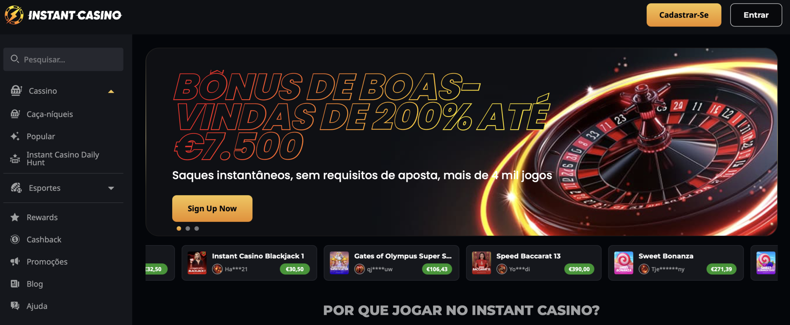 casas de apostas - Instant Casino - Apostas Online com Suporte a Cripto e Atendimento 24/7