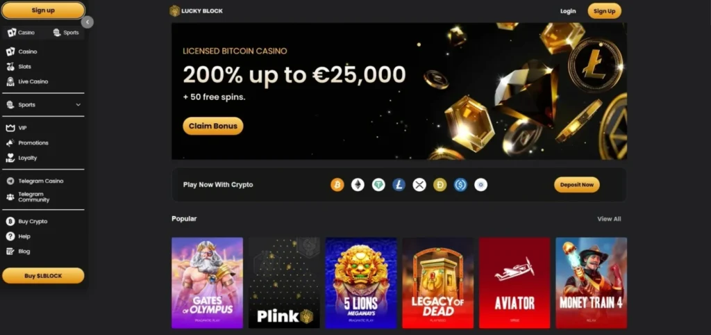 Lucky Block - Plataforma Bet com Sportsbook Cripto e Bônus de até €25.000