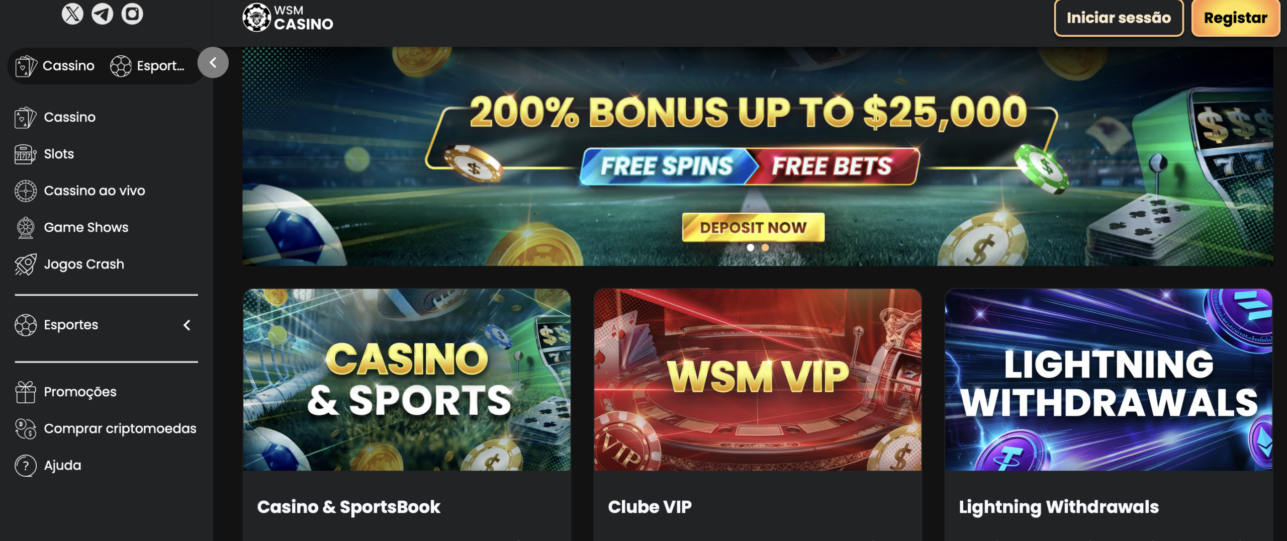 WSM Casino - Mais de 6.000 Jogos com Sportsbook, Esports e Sistema VIP